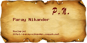 Paray Nikander névjegykártya